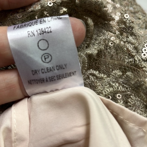 TOBI Naomi Plunge Neck Champagne/Gold Sequin Shift Mini Party Guest Dress SZ S - Picture 13 of 16